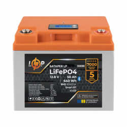 LP LiFePO4 12,8V - 50 Ah (640Wh) (BMS 80А/50A) пластик LCD Smart BT