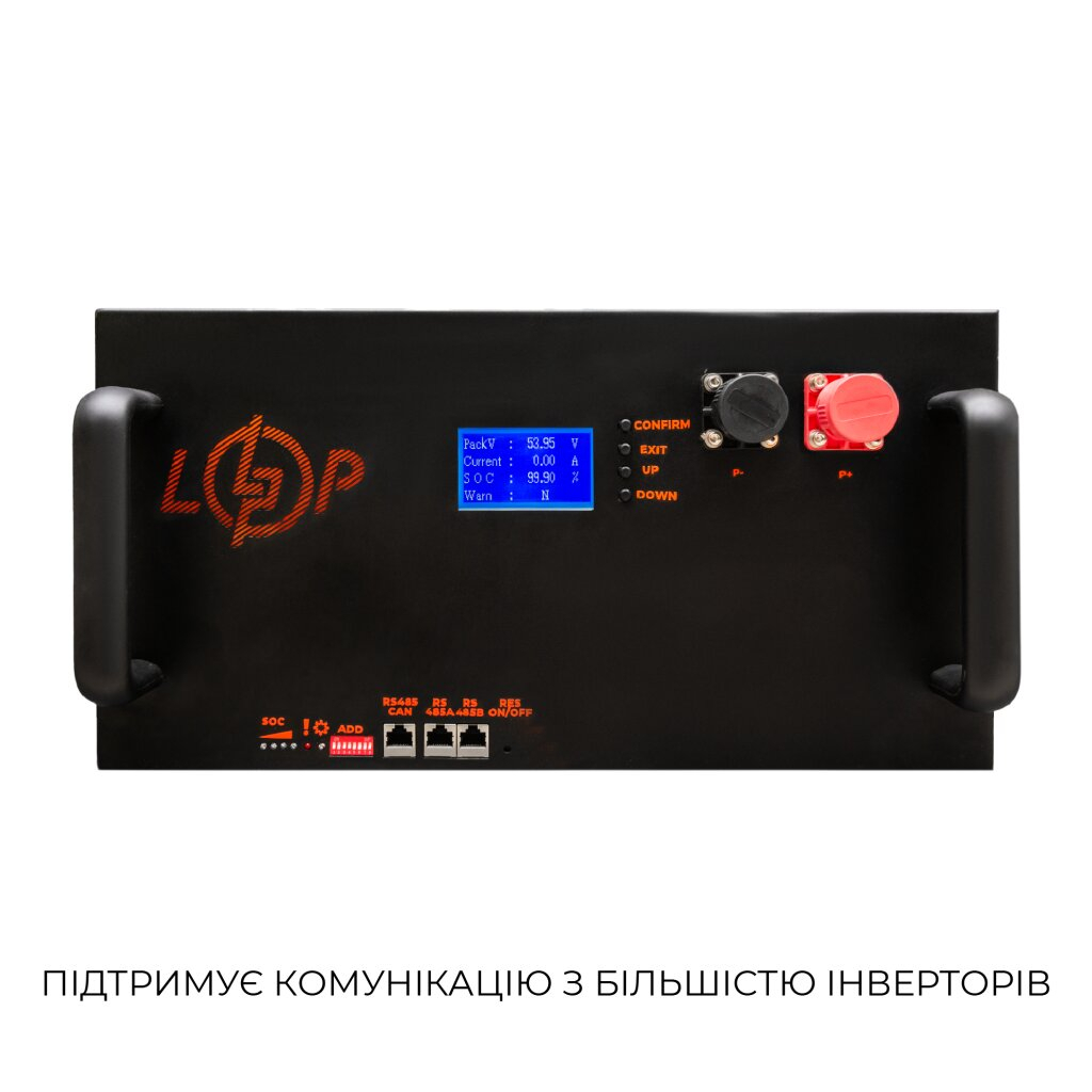 LP LiFePO4 51,2V - 100 Ah (5120Wh) (Smart BMS 200A/100А) з LCD метал Smart RM RS485/CAN