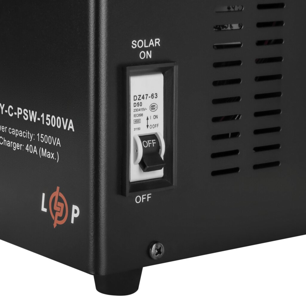 Сонячний інвертор (ДБЖ) LPY-С-PSW-1500VA (1050Вт) MPPT 24V